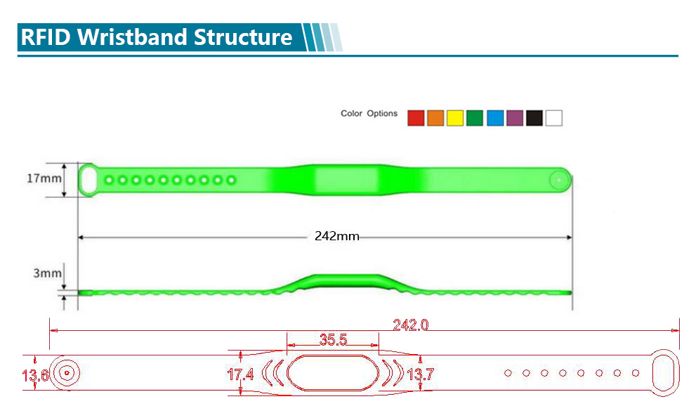 MI Band Adjustable Type 13.56Mhz RFID Silicone Wristband for Adult