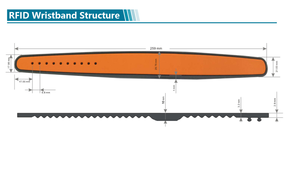 860-960Mhz UHF RIFD Silicone Wristband with Alien H3 chip