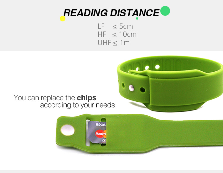 Pocket Silicone RFID Wristband with Replacing RFID Tag