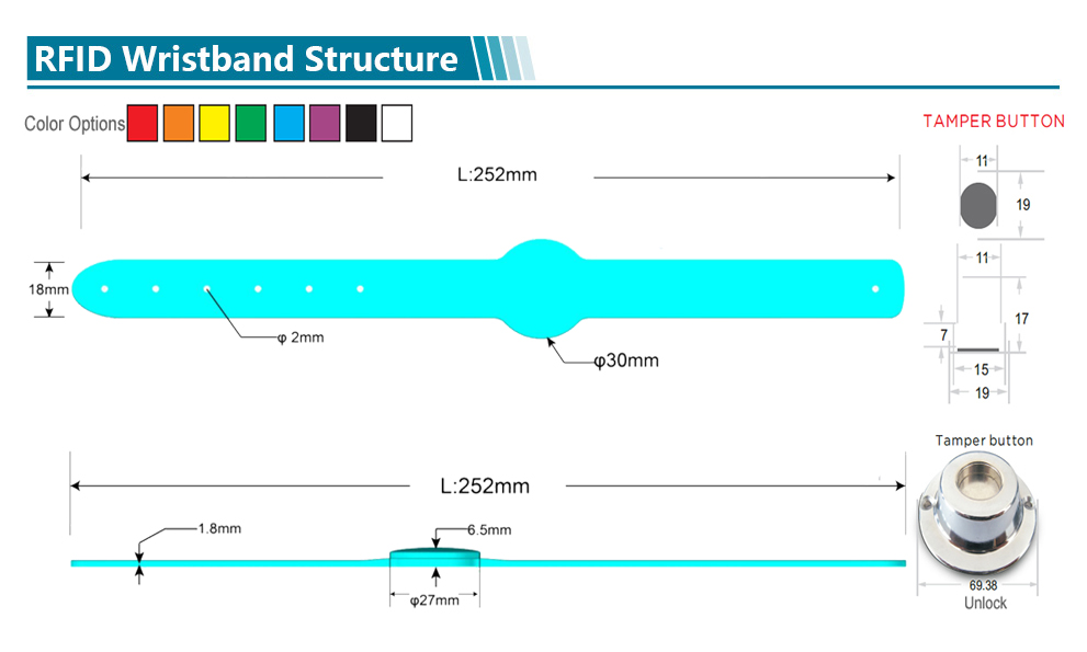 13.56Mhz Tamper Proof Silicone RFID Wristband for Amusement Park Payment