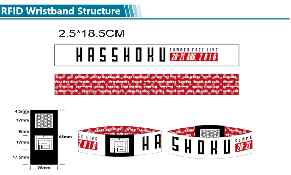 Customized Printing RFID Elastic Fabric Wristband