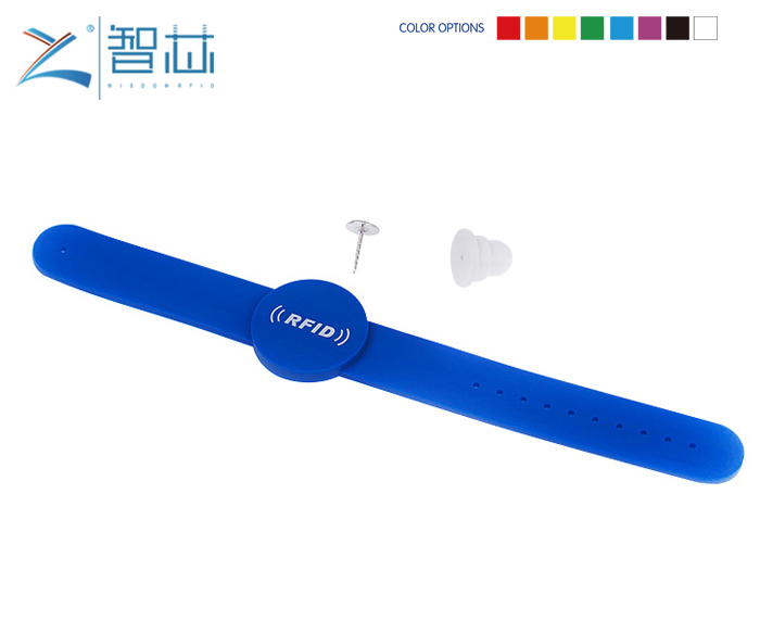 Round Head Silicone RFID Bracelet with Tamper Button 